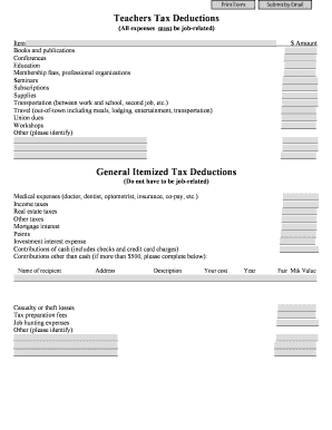 Teachers Tax Deductions Form