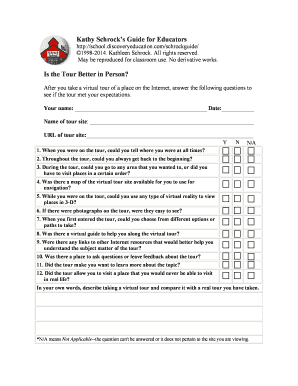 Virtual Tour Evaluation Form