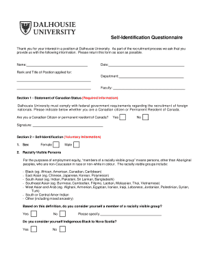Dalhousie University Self-Identification Questionnaire