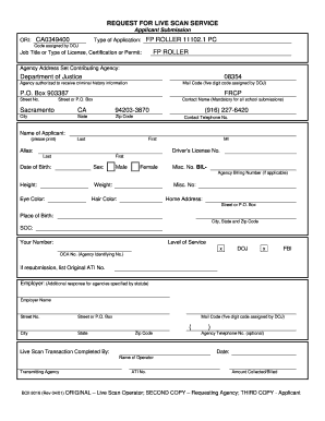 Request for Live Scan Service