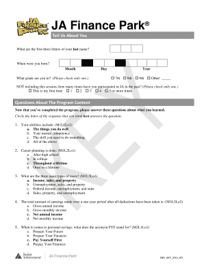 JA Finance Park Student Survey