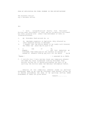 Government of India Final Pay Application Form