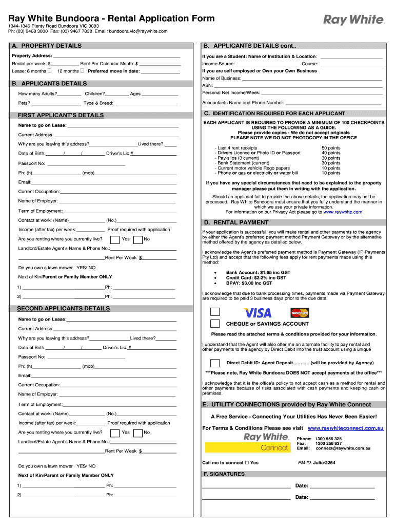 ray white rental application form pdf Preview on Page 1.