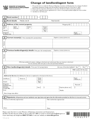 New Zealand Change of Landlord Form