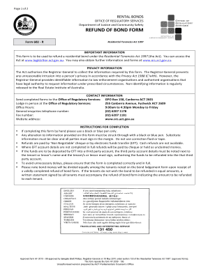 Residential Bond Refund Form