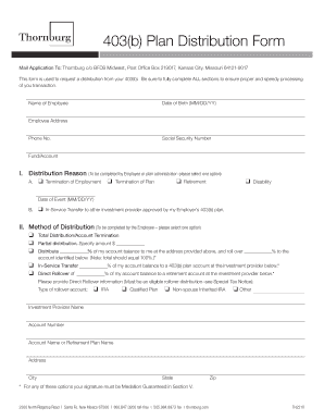 403(b) Plan Distribution Form