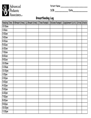 Breastfeeding Log Form