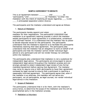 Sample Agreement to Mediate