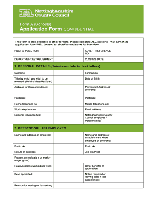 School Job Application Form