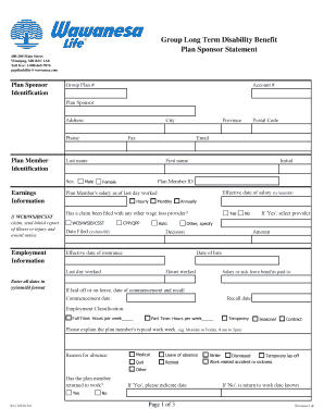 Long Term Disability Benefit Claim Form