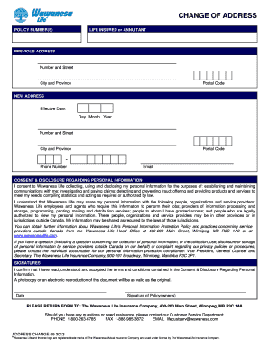 Wawanesa Life Change of Address Form