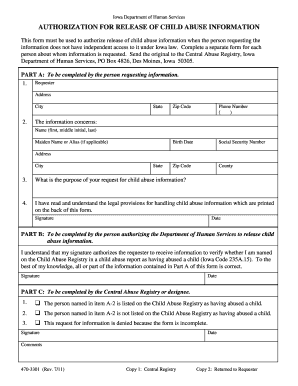 Iowa Child Abuse Information Release Authorization