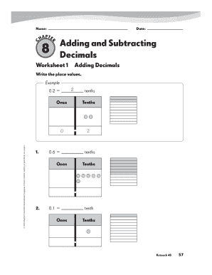 Adding and Subtracting Decimals Worksheet