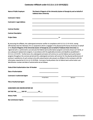 Georgia E-Verify Contractor Affidavit