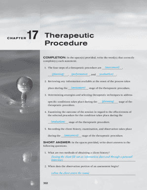 Therapeutic Procedure Assessment Form