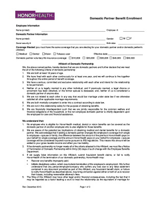 Domestic Partner Benefit Enrollment Form