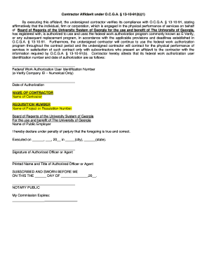 Contractor Affidavit under O.C.G.A. § 13-10-91(b)(1)