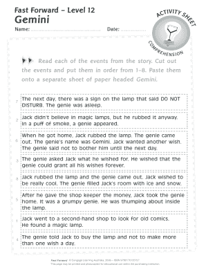 Gemini Magic Lamp Activity Worksheet
