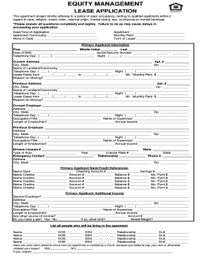 Equity Management Lease Application
