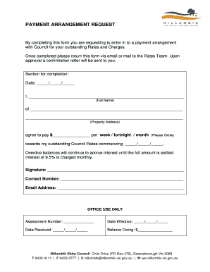 Payment Arrangement Request Form