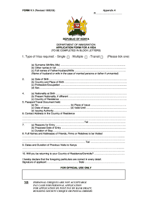 Kenya Visa Application Form