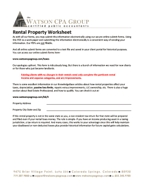 2015 Rental Property Worksheet
