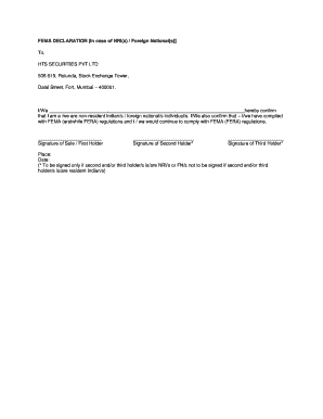 FEMA Declaration for NRI/Foreign Nationals