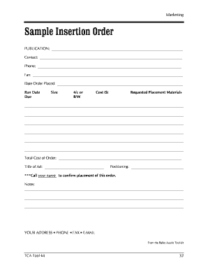 Sample Insertion Order Form