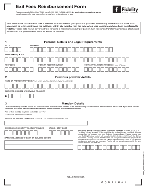 Fidelity Exit Fees Reimbursement Form