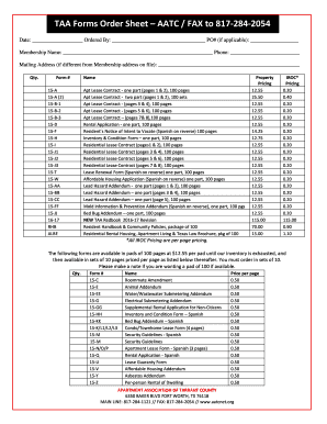 Apartment Lease Contract Order Form