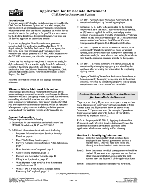 US Federal Civil Service Retirement Application