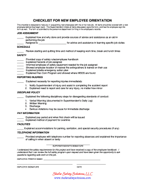 New Employee Orientation Checklist