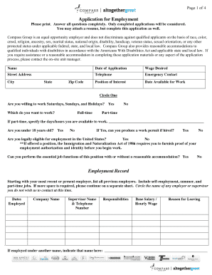 Compass Group Employment Application