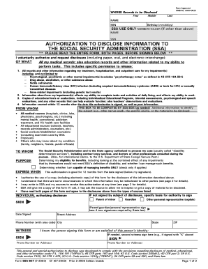 Authorization to Disclose Information to the Social Security Administration