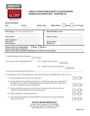 Application for Surety License Bond