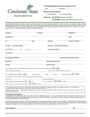 College Credit Plus Application Form