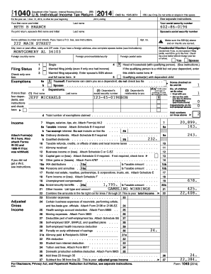 US Individual Income Tax Return Form 1040