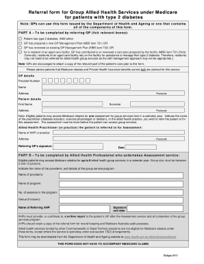 Medicare Referral Form for Group Allied Health Services
