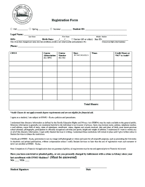 ENMU Ruidoso Student Registration Form