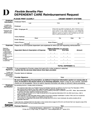 Dependent Care Reimbursement Request Form