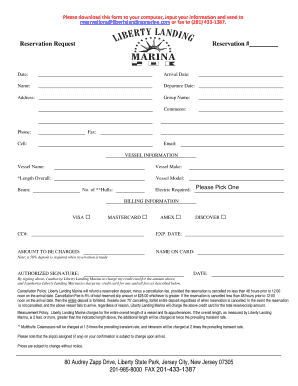 Liberty Landing Marina Reservation Request Form