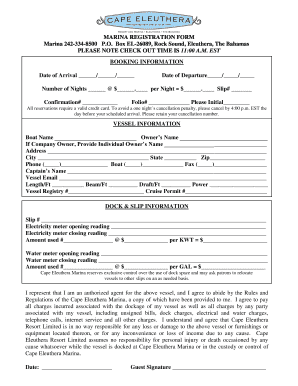 Marina Registration Form