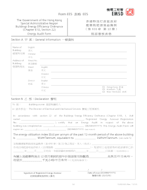 Hong Kong Energy Audit Form