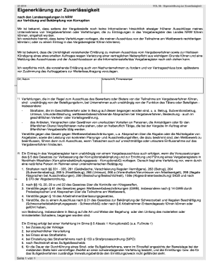 Eigenerklärung zur Zuverlässigkeit