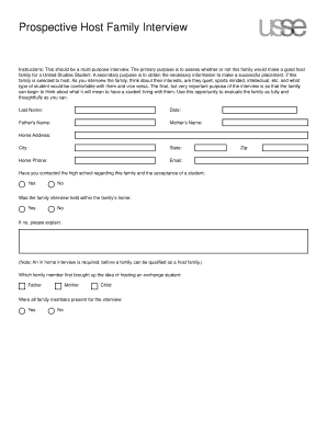 Prospective Host Family Interview Form