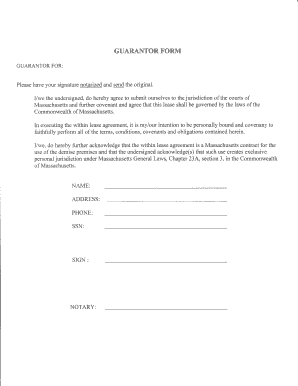 Massachusetts Guarantor Form