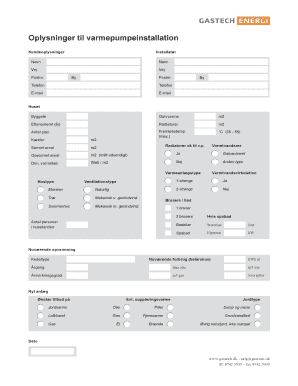 Heat Pump Installation Information Form
