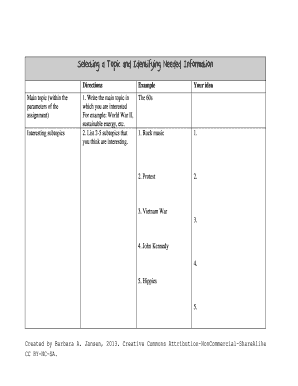Research Topic Selection Worksheet