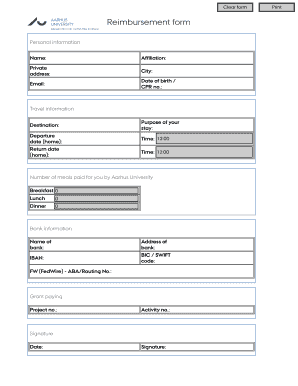 Release of liability form car - Reimbursement form temp - Aarhus Universitet - cs staff au