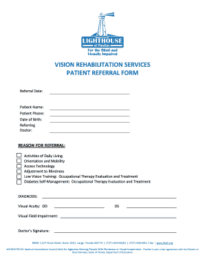 Vision Rehabilitation Patient Referral Form